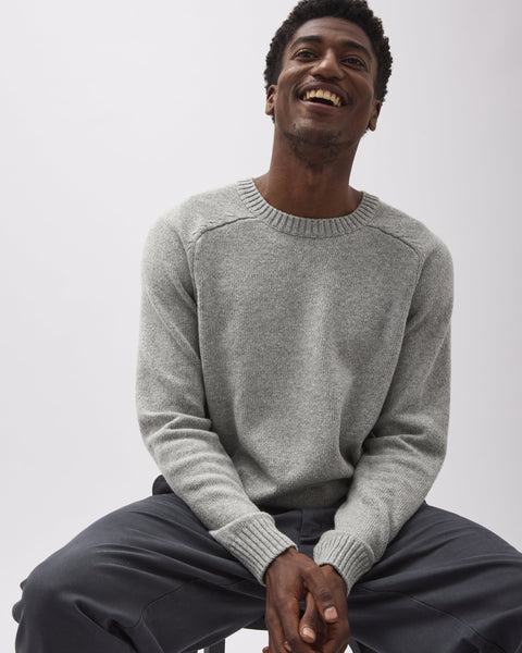 Mens Noel Sweater - Cotton Sweater Knit - Heather Grey