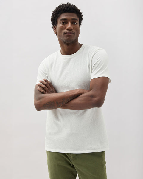 Mens Vintage Jersey Short Sleeve Tee - Recycled Cotton Jersey - White