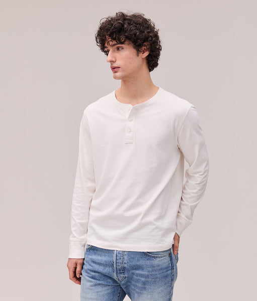 Mens Work Week Pima Henley - Pima Cotton Jersey - Bone