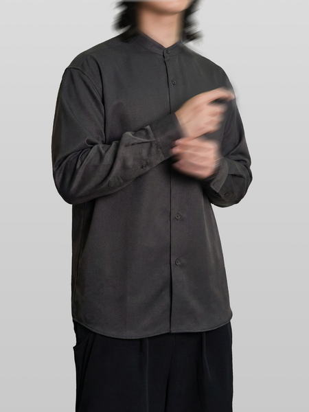 Wool-Like Collarless Shirt