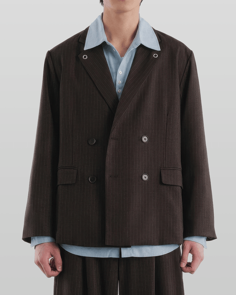 Eyelet Detail Striped Tailored Blazer