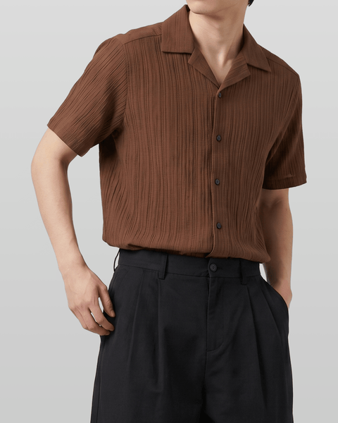 Hazel Pleated Open Collar Shirt