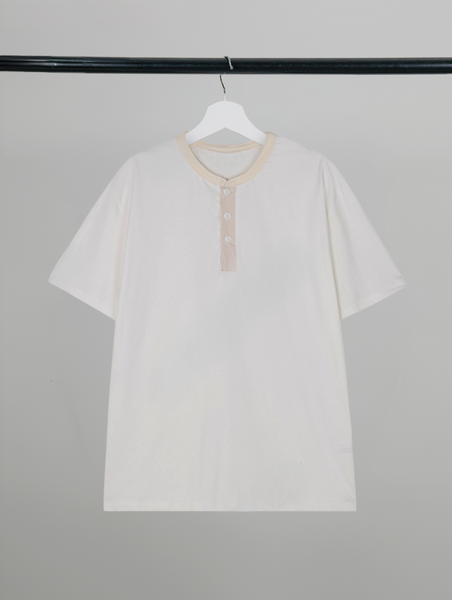 Contrast Henley Neck T-Shirt