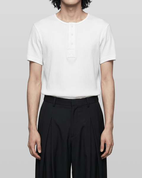 Muscle-Fit Henley Neck T-Shirt White