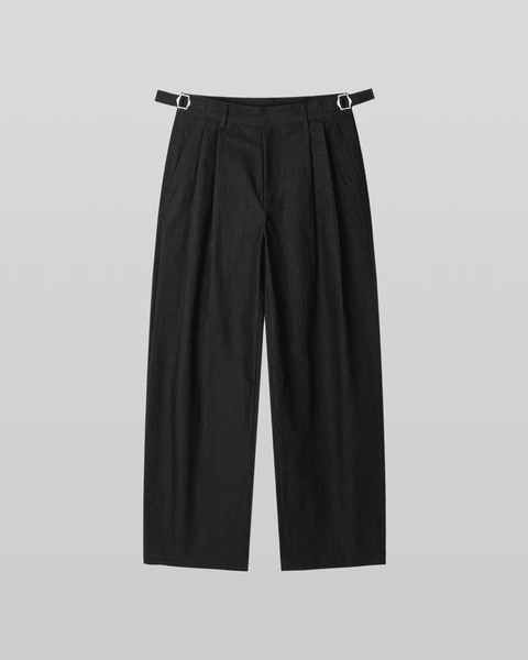 Side-Buckle Pleated Pants