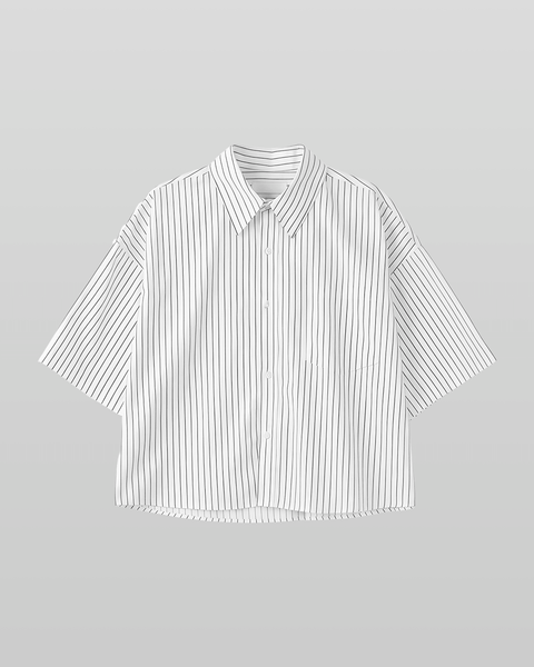 White Striped Cropped Shirt